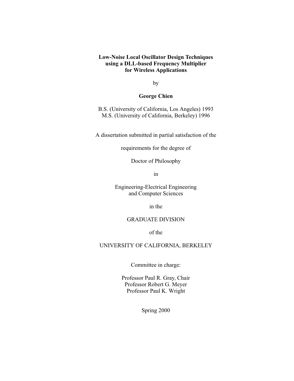 Low-Noise Local Oscillator Design Techniques Using a DLL-Based Frequency Multiplier for Wireless Applications