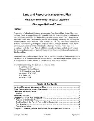 Land and Resource Management Plan