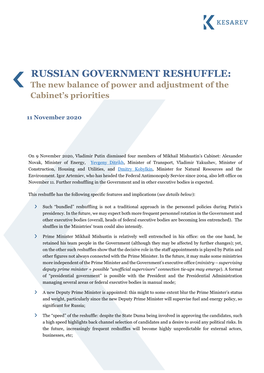 Memo | Russian Government Reshuffle | November 2020