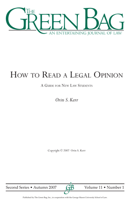 How to Read a Legal Opinion