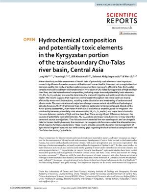 Hydrochemical Composition and Potentially Toxic Elements in the Kyrgyzstan Portion of the Transboundary Chu-Talas River Basin, C