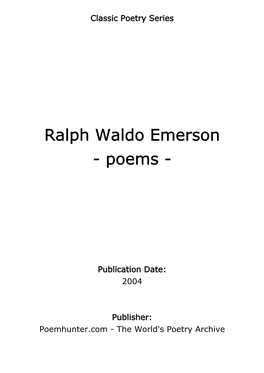 Ralph Waldo Emerson - Poems