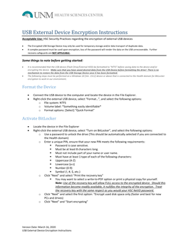 USB External Device Encryption Instructions Acceptable Use: HSC Security Practices Regarding the Encryption of External USB Devices