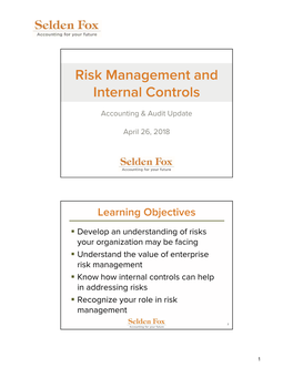 Risk Management and Internal Controls