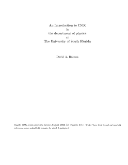 An Introduction to UNIX in the Department of Physics at The