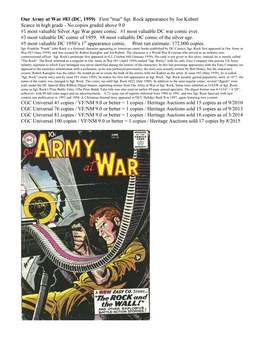 Our Army at War #83 (DC, 1959) First "True" Sgt. Rock