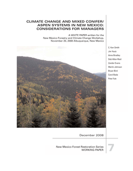 Climate Change and Mixed Conifer/ Aspen Systems in New Mexico: Considerations for Managers