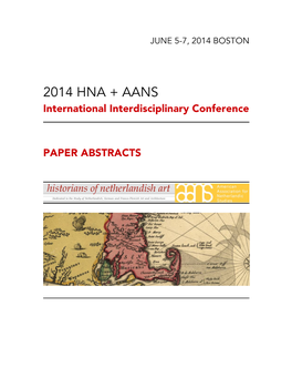 2014 HNA + AANS International Interdisciplinary Conference