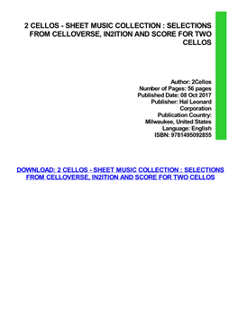 Sheet Music Collection : Selections from Celloverse, In2ition and Score for Two Cellos