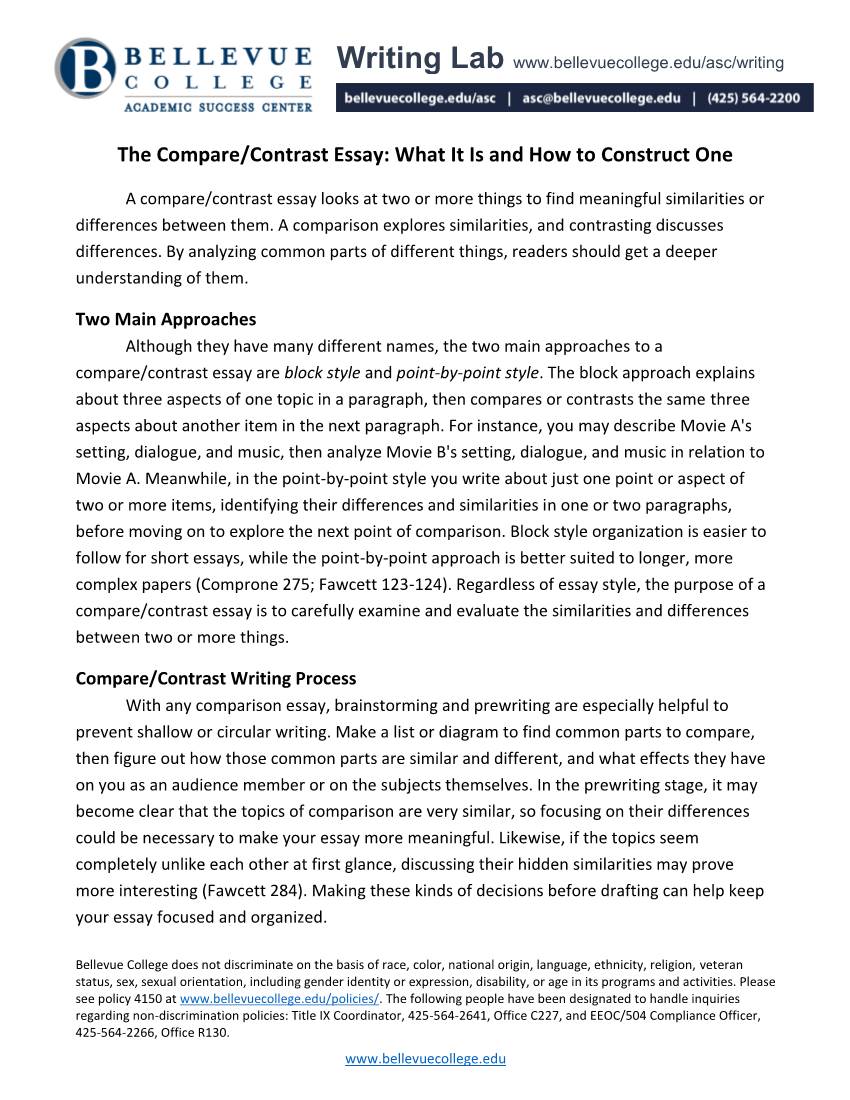 The Compare/Contrast Essay: What It Is and How to Construct One