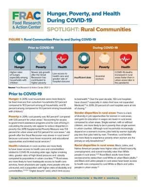 Hunger, Poverty, and Health During COVID-19 SPOTLIGHT: Rural Communities