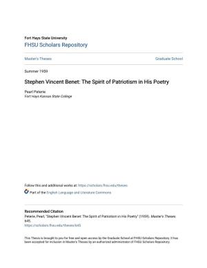 Stephen Vincent Benet: the Spirit of Patriotism in His Poetry