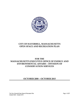 City of Haverhill, Massachusetts Open Space and Recreation Plan