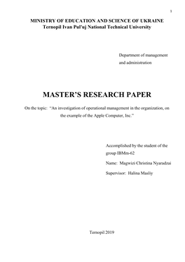 Master's Research Paper