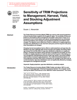 Sensitivity of TRIM Projections to Management, Harvest, Yield, And
