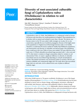 Diversity of Root-Associated Culturable Fungi of Cephalanthera Rubra (Orchidaceae) in Relation to Soil Characteristics