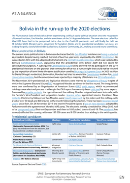 Bolivia in the Run-Up to the 2020 Elections