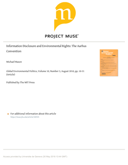 Information Disclosure and Environmental Rights: the Aarhus Convention