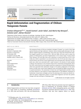 Rapid Deforestation and Fragmentation of Chilean Temperate Forests