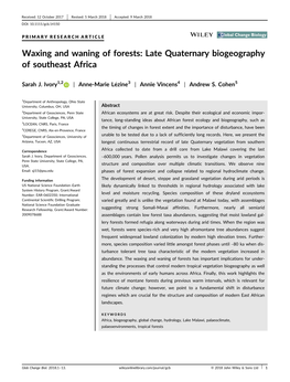 Waxing and Waning of Forests: Late Quaternary Biogeography of Southeast Africa