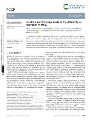 Neutron Spectroscopy Study of the Diffusivity of Hydrogen in Mos2
