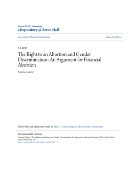 The Right to an Abortion and Gender Discrimination: an Argument for Financial Abortion Narline Casimir