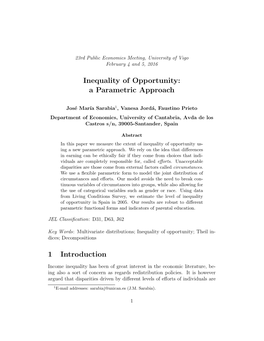 Inequality of Opportunity: a Parametric Approach