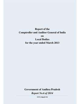 Report of the Comptroller and Auditor General of India on Local Bodies for the Year Ended March 2013