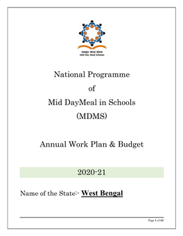 National Programme of Mid Daymeal in Schools (MDMS) Annual Work