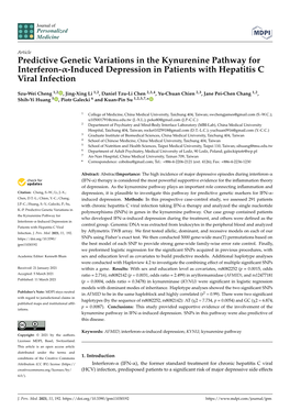 Predictive Genetic Variations in the Kynurenine Pathway for Interferon-Α-Induced Depression in Patients with Hepatitis C Viral Infection
