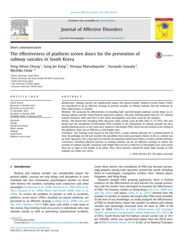 The Effectiveness of Platform Screen Doors for the Prevention of Subway Suicides in South Korea