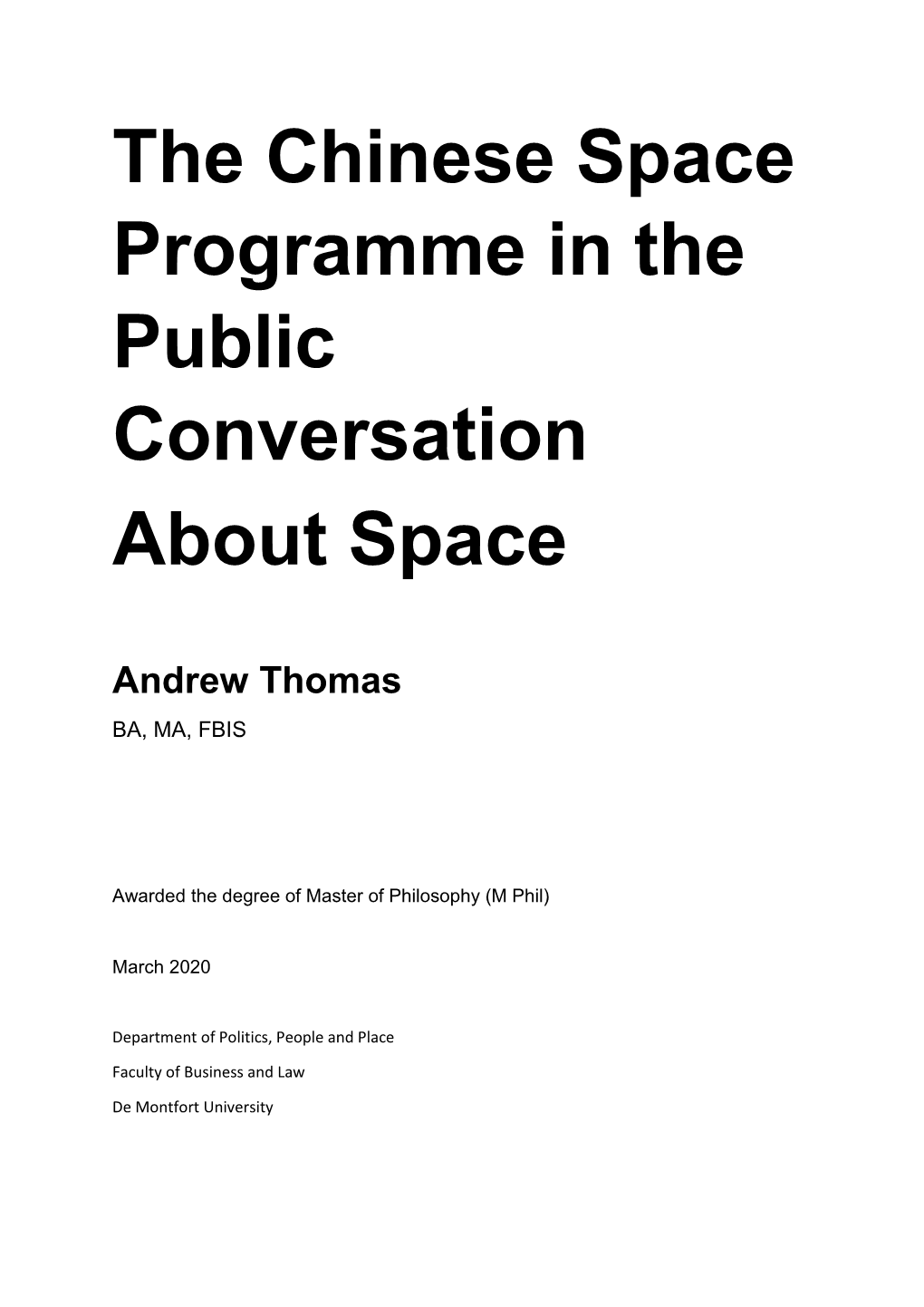 The Chinese Space Programme in the Public Conversation About Space