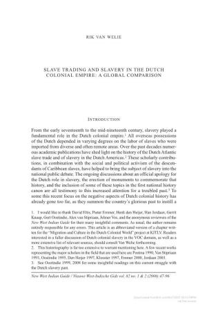 Slave Trading and Slavery in the Dutch Colonial Empire: a Global Comparison