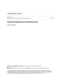 Recent Developments in the Abortion Area