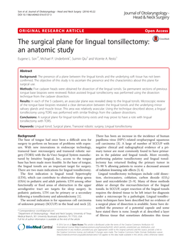 The Surgical Plane for Lingual Tonsillectomy: an Anatomic Study Eugene L