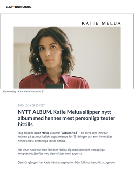 NYTT ALBUM. Katie Melua Släpper Nytt Album Med Hennes Mest Personliga Texter Hittills