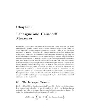 Chapter 3 Lebesgue and Hausdorff Measures