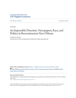Newspapers, Race, and Politics in Reconstruction New Orleans Nicholas F