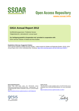 GIGA Annual Report 2012