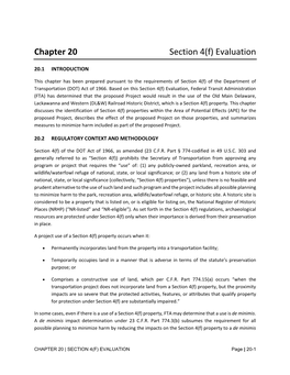Chapter 20 Section 4(F) Evaluation