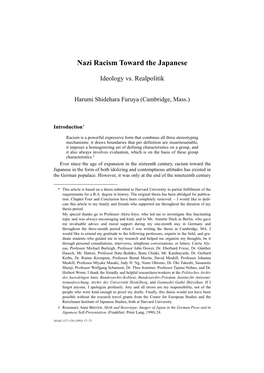 Nazi Racism Toward the Japanese