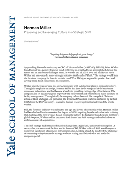 Yale SOM Case 14-020 Herman Miller