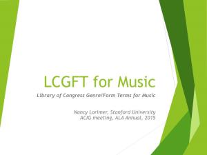 LCGFT for Music Library of Congress Genre/Form Terms for Music