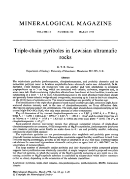 MINERALOGICAL MAGAZINE Triple-Chain Pyriboles in Lewisian