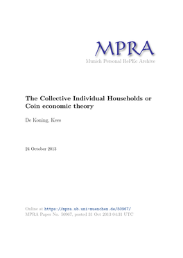 The Collective Individual Households Or Coin Economic Theory