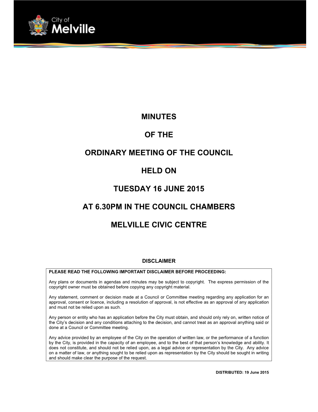 Minutes of the Ordinary Meeting of the Council Held