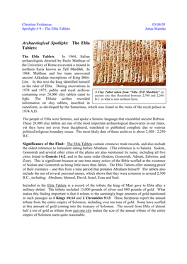 Archaeological Spotlight: the Ebla Tablets