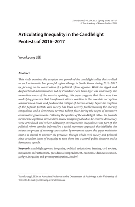 Articulating Inequality in the Candlelight Protests of 2016–2017
