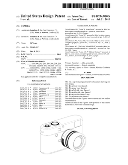(12) United States Design Patent (10) Patent No.: US D734,800S Ve Et Al