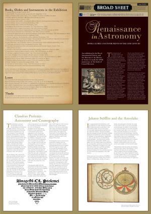 Claudius Ptolemy: Astronomy and Cosmography Johann Stöffler And